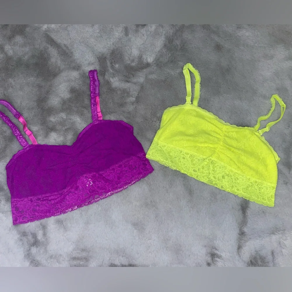 💛Lace Bralette Set in Purple and Yellow